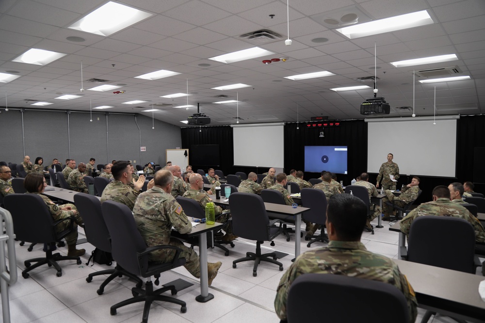 V Corps staff discuss an after action review at Fort Knox
